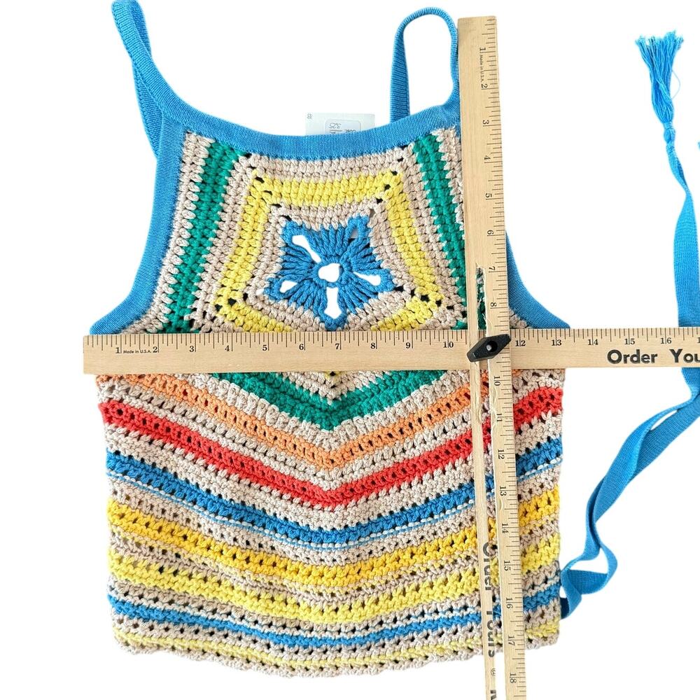 Mother Candy Stripe Cinch Tank Halter Top Fringe Midi Skirt Set size S NEW Tags - Picture 14 of 16